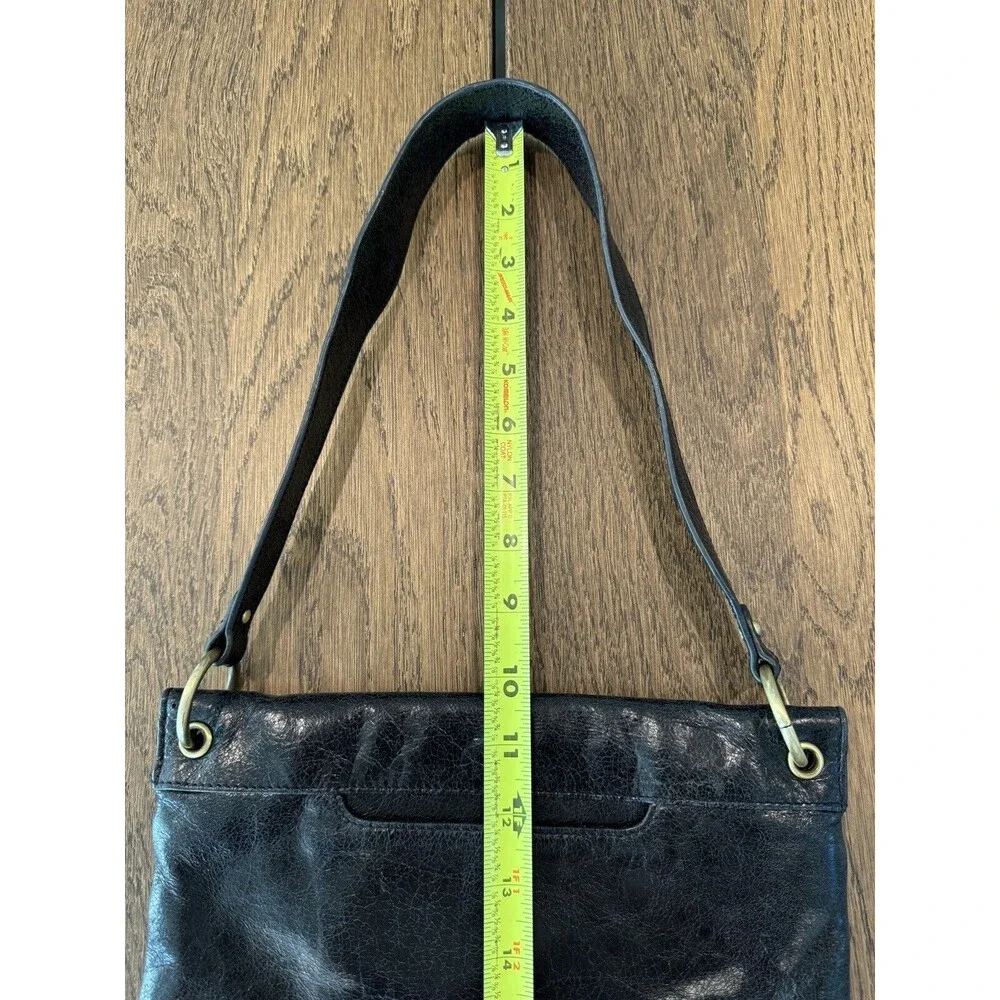 HOBO The Original Black Leather Studded Shoulder Bag Asymmetrical Flap Lined - Picture 14 of 14